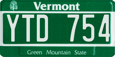 VT license plate YTD754