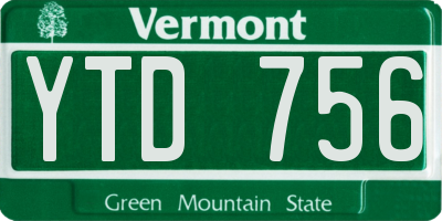 VT license plate YTD756