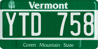VT license plate YTD758
