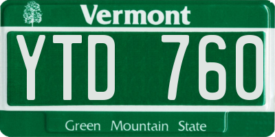 VT license plate YTD760