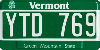 VT license plate YTD769