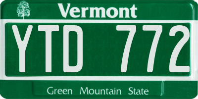 VT license plate YTD772