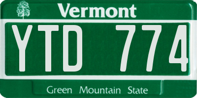 VT license plate YTD774