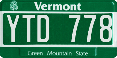 VT license plate YTD778