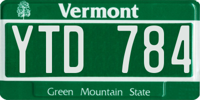 VT license plate YTD784