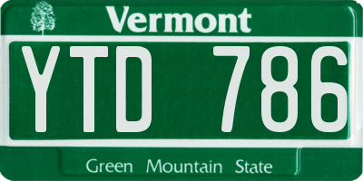 VT license plate YTD786