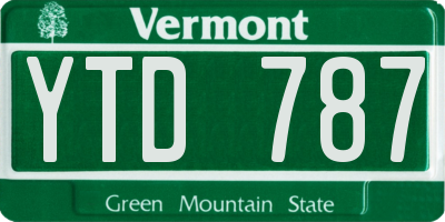 VT license plate YTD787