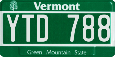 VT license plate YTD788