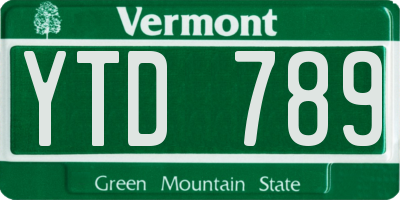 VT license plate YTD789