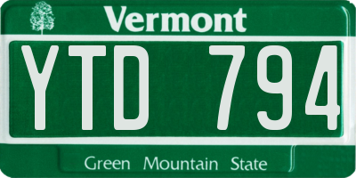 VT license plate YTD794