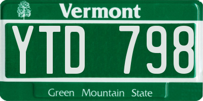 VT license plate YTD798