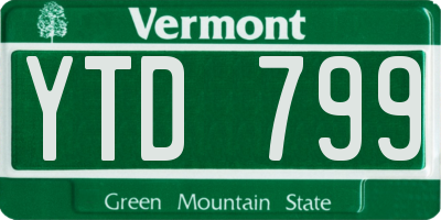 VT license plate YTD799