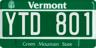 VT license plate YTD801