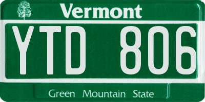 VT license plate YTD806
