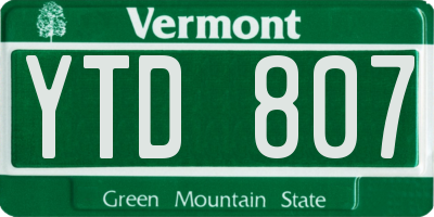 VT license plate YTD807