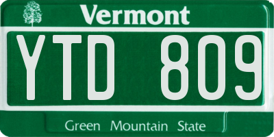 VT license plate YTD809