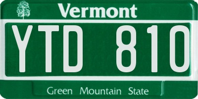VT license plate YTD810