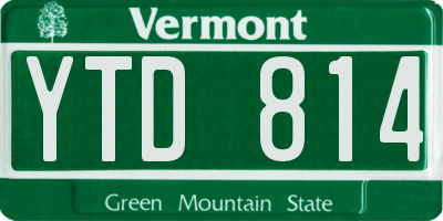 VT license plate YTD814