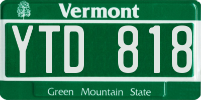 VT license plate YTD818
