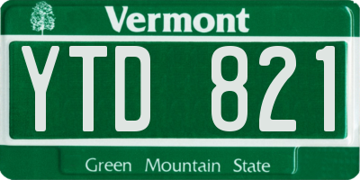 VT license plate YTD821