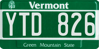 VT license plate YTD826