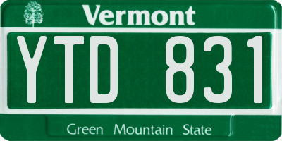 VT license plate YTD831