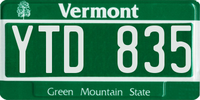 VT license plate YTD835