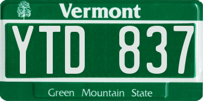 VT license plate YTD837