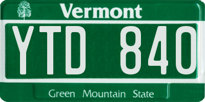 VT license plate YTD840