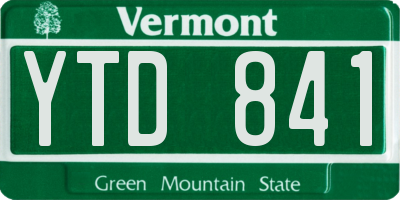 VT license plate YTD841