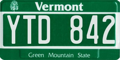 VT license plate YTD842