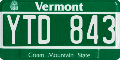 VT license plate YTD843