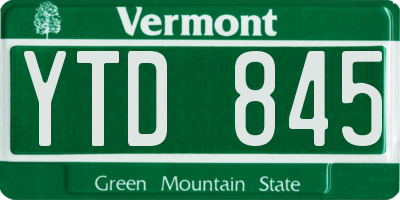 VT license plate YTD845