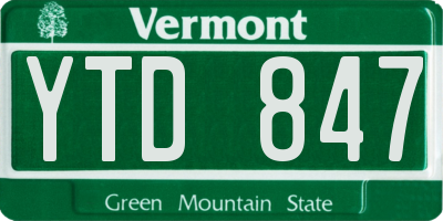 VT license plate YTD847