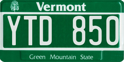VT license plate YTD850