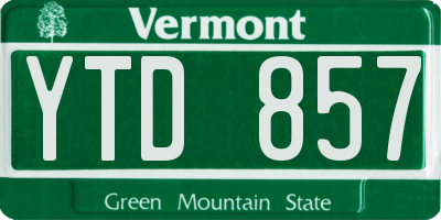 VT license plate YTD857