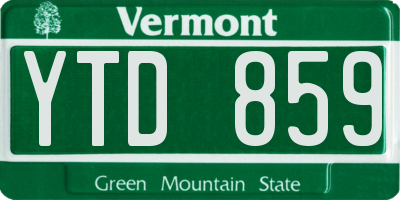 VT license plate YTD859