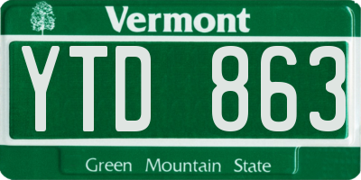 VT license plate YTD863