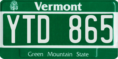VT license plate YTD865
