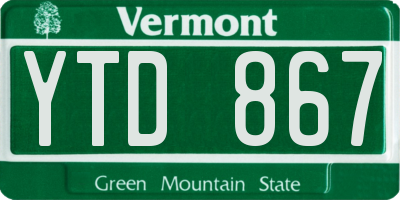 VT license plate YTD867