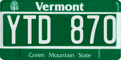 VT license plate YTD870