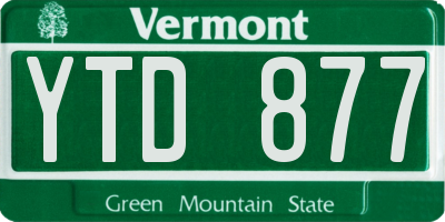 VT license plate YTD877