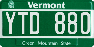 VT license plate YTD880