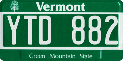 VT license plate YTD882