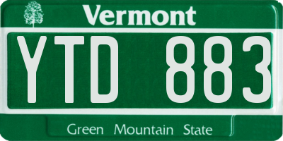 VT license plate YTD883