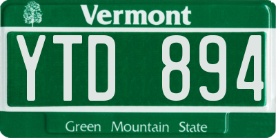 VT license plate YTD894