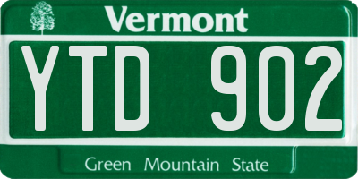 VT license plate YTD902