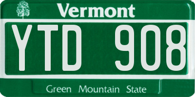 VT license plate YTD908