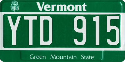 VT license plate YTD915