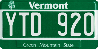 VT license plate YTD920